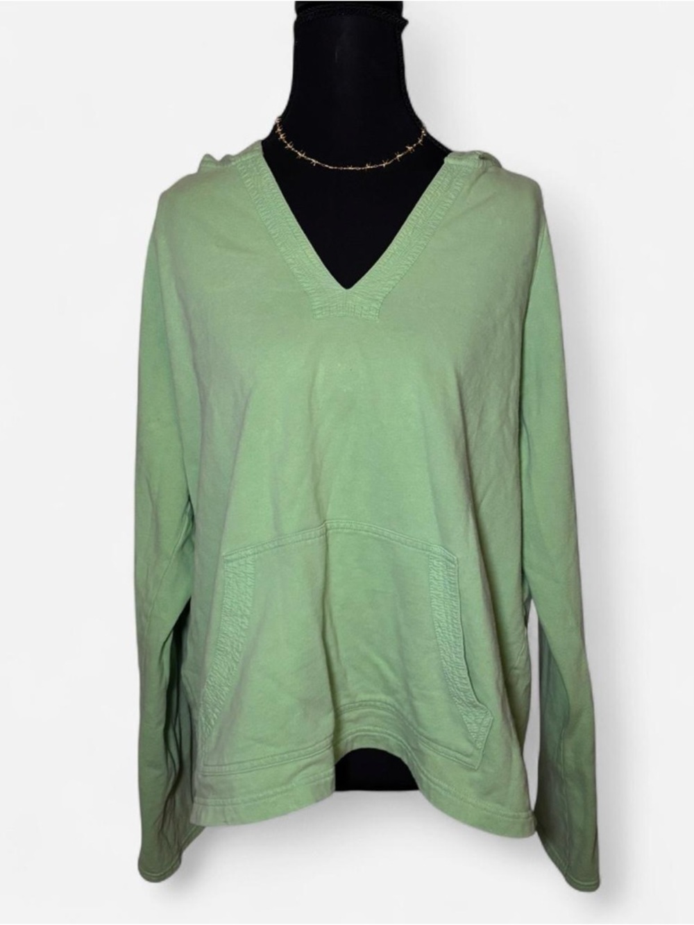 Old Navy Light Green V-Neck Pullover Hoodie